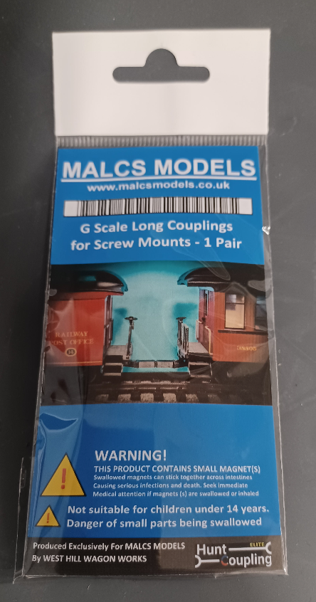Malcs Models G Scale Long Magnetic Couplings for Screw Mounts (1 Pair)