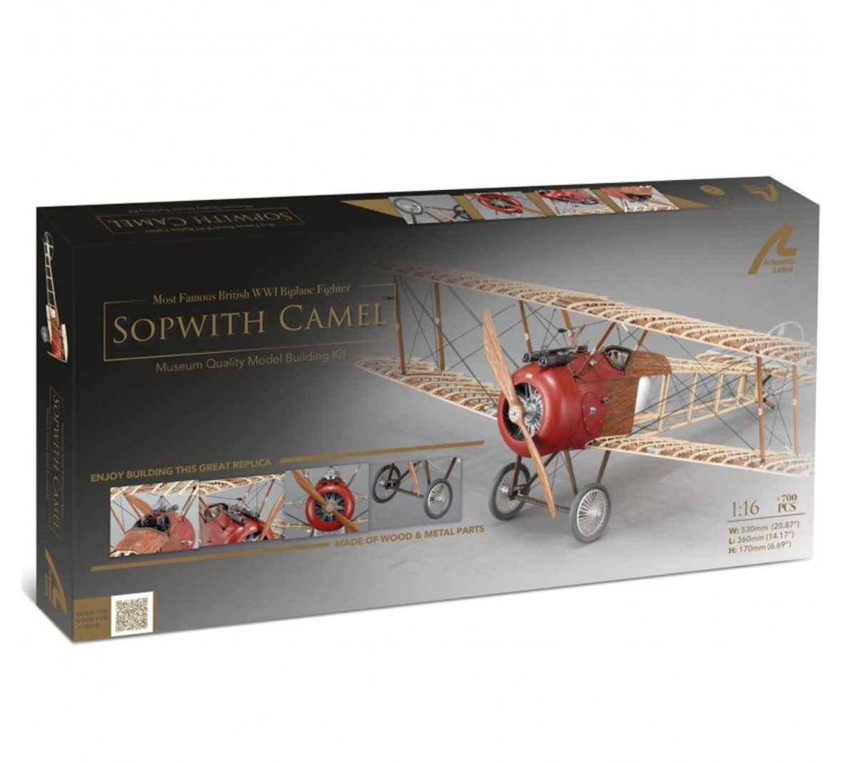 Artesania Latina Sopwith Camel WW1 Biplane Fighter 1:16 Wood Model Kit