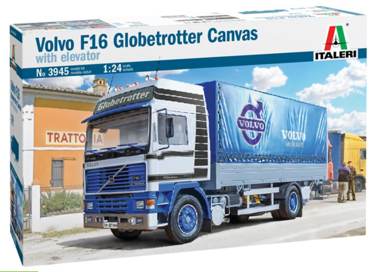 Italeri 1/24 VOLVO F16 Globetrotter Canvas Truck with Elevator - 3945