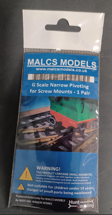 Malcs Models G Scale Narrow Pivoting Magnetic Couplings for Screw Mounts (1 Pair)