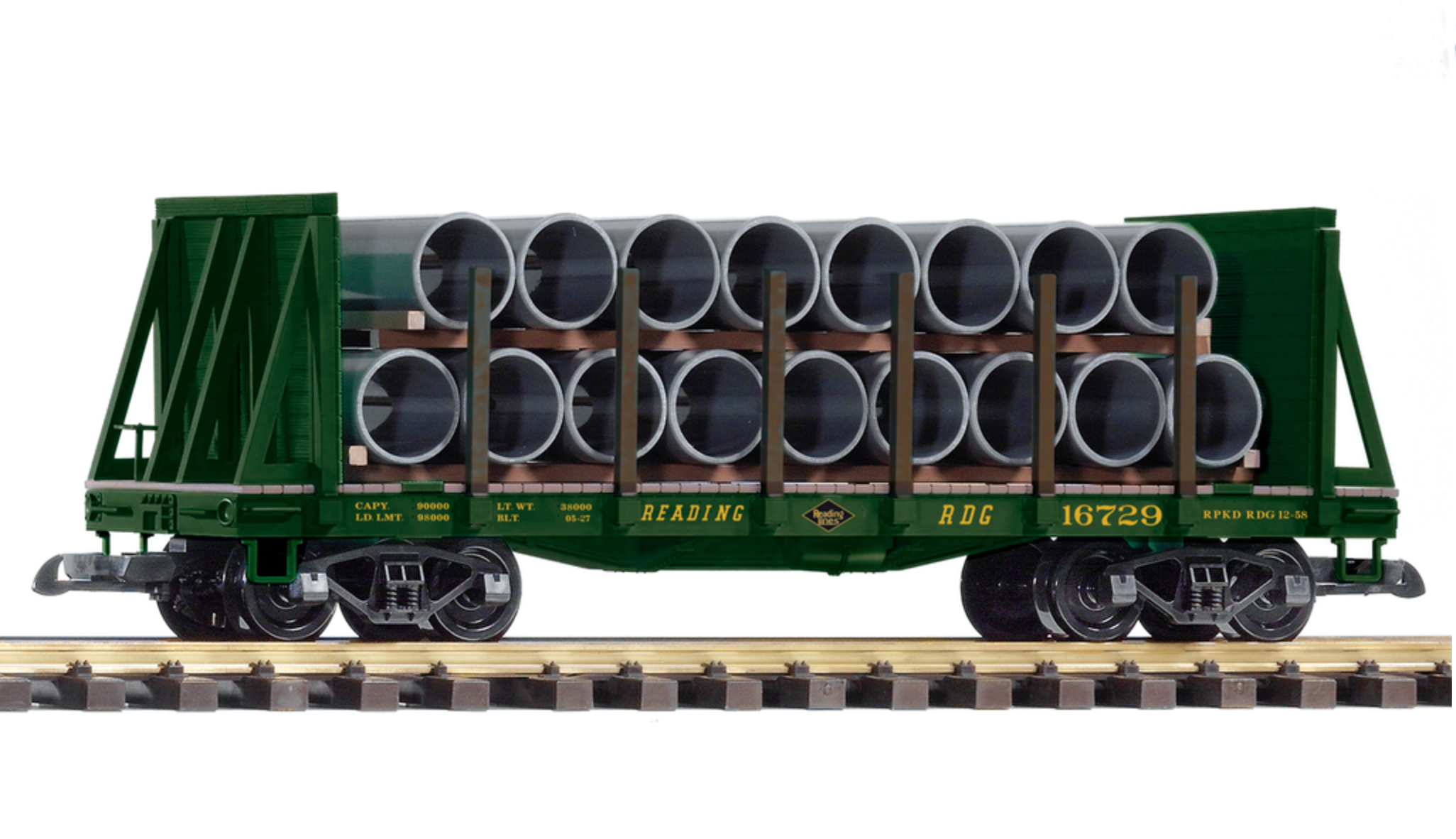 PIKO G Scale RDG Bulkhead Flat Wagon with Pipe Load - 38756 – Tony ...